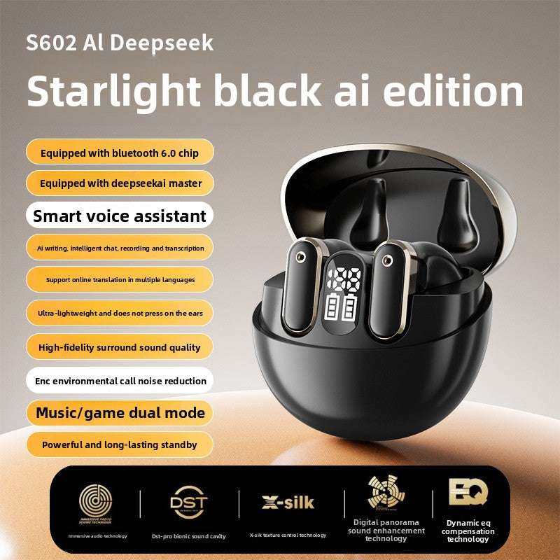 Deepseek Wireless Bluetooth Headset with AI Translation, Noise Reduction, Long Battery Life, Digital Display