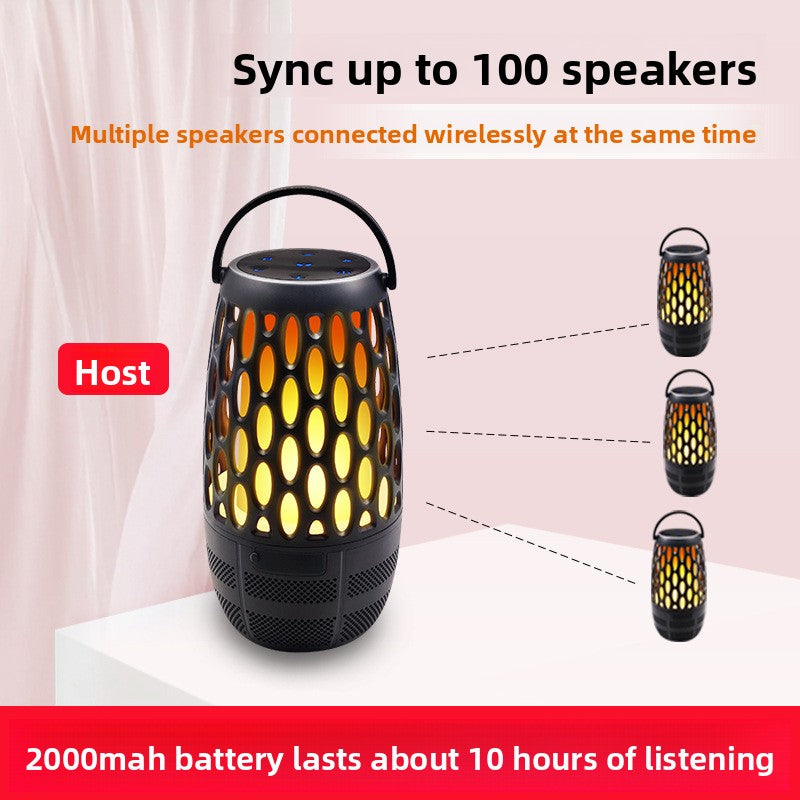 Portable Flame Bluetooth Speaker with LED Light, Flame Design, Portable & Lightweight 0.31KG, Long Playback: 6-hour battery life, Voice Prompts, Sync up to 100 speakers