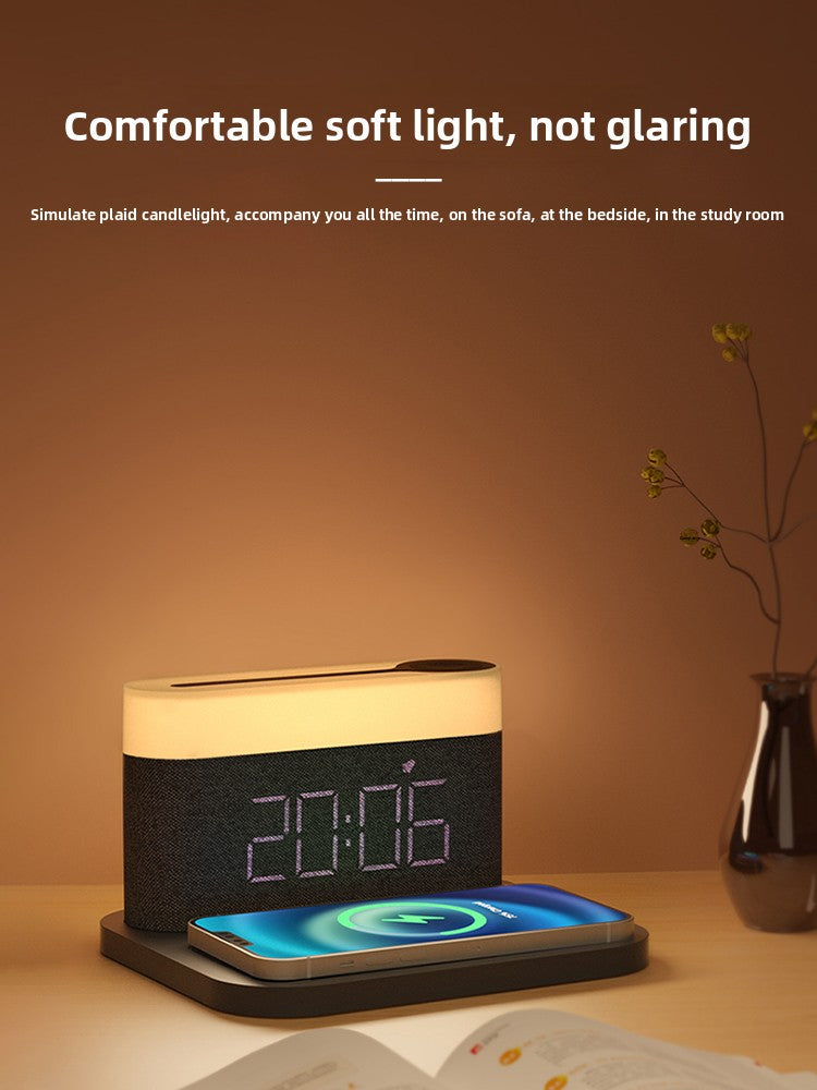 4-in-1 Wireless Charger with Clock Alarm and Ambient Night Light, Compact Design, Universal Compatibility: Works with most wireless-charging-enabled devices