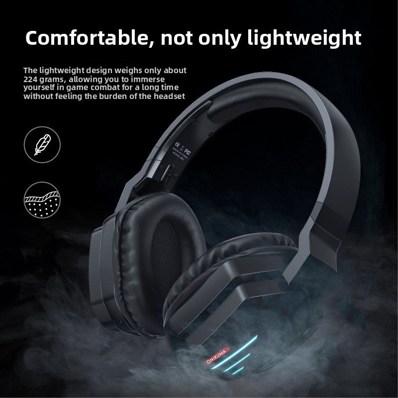 Bluetooth headphones - over-ear noise-cancelling, Comfort Design: Memory foam ear cushions and adjustable headband, Multi-Platform Compatibility, Built-in Microphone, RGB Lighting: Stylish luminous design, 500mAh rechargeable battery