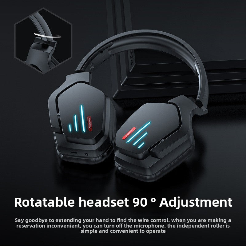 Bluetooth headphones - over-ear noise-cancelling, Comfort Design: Memory foam ear cushions and adjustable headband, Multi-Platform Compatibility, Built-in Microphone, RGB Lighting: Stylish luminous design, 500mAh rechargeable battery