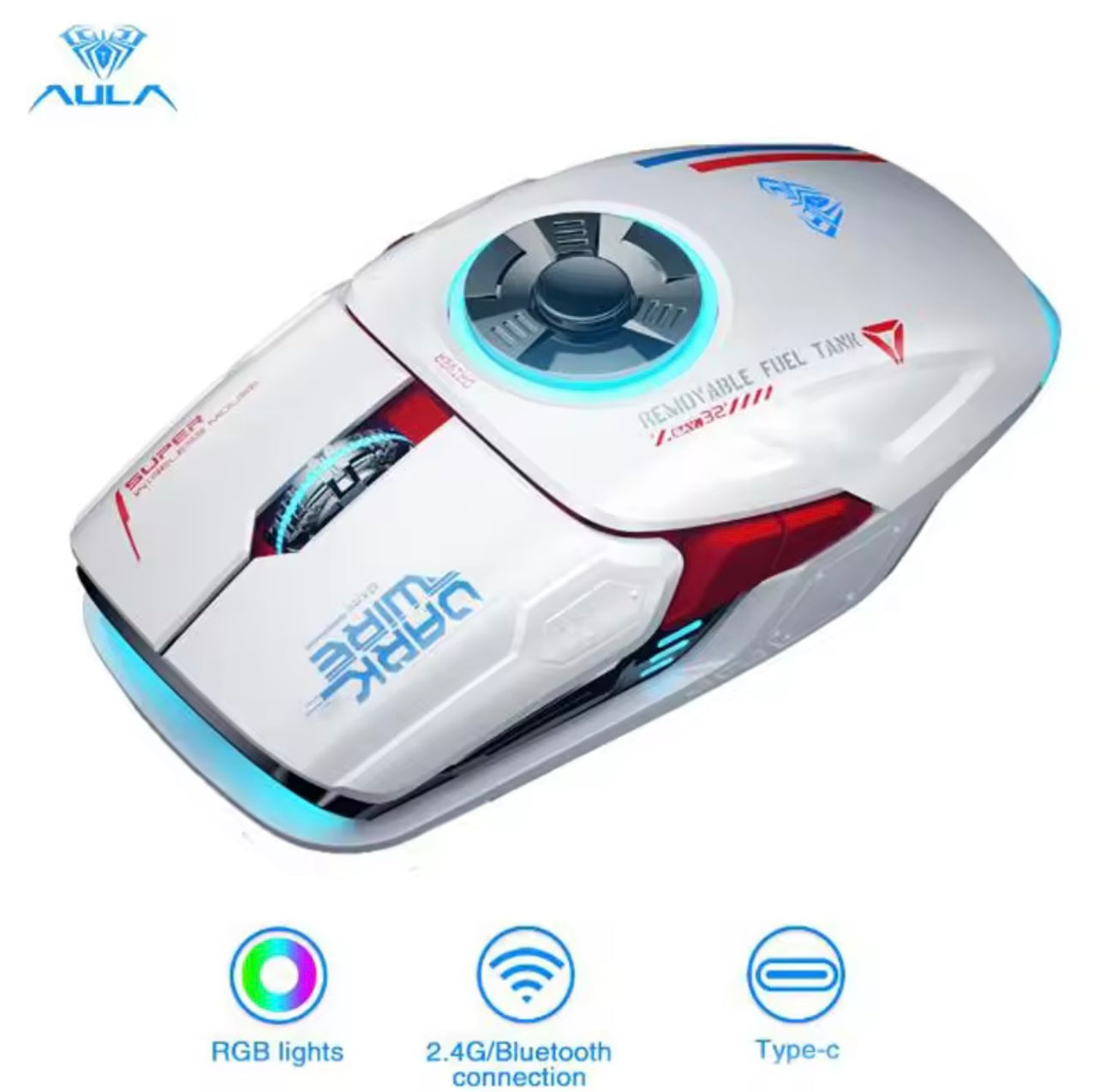 AULA H530 Wireless RGB Fidget Spinner Gaming Mouse 4-Mode Gyro Silent Rechargeable Esports