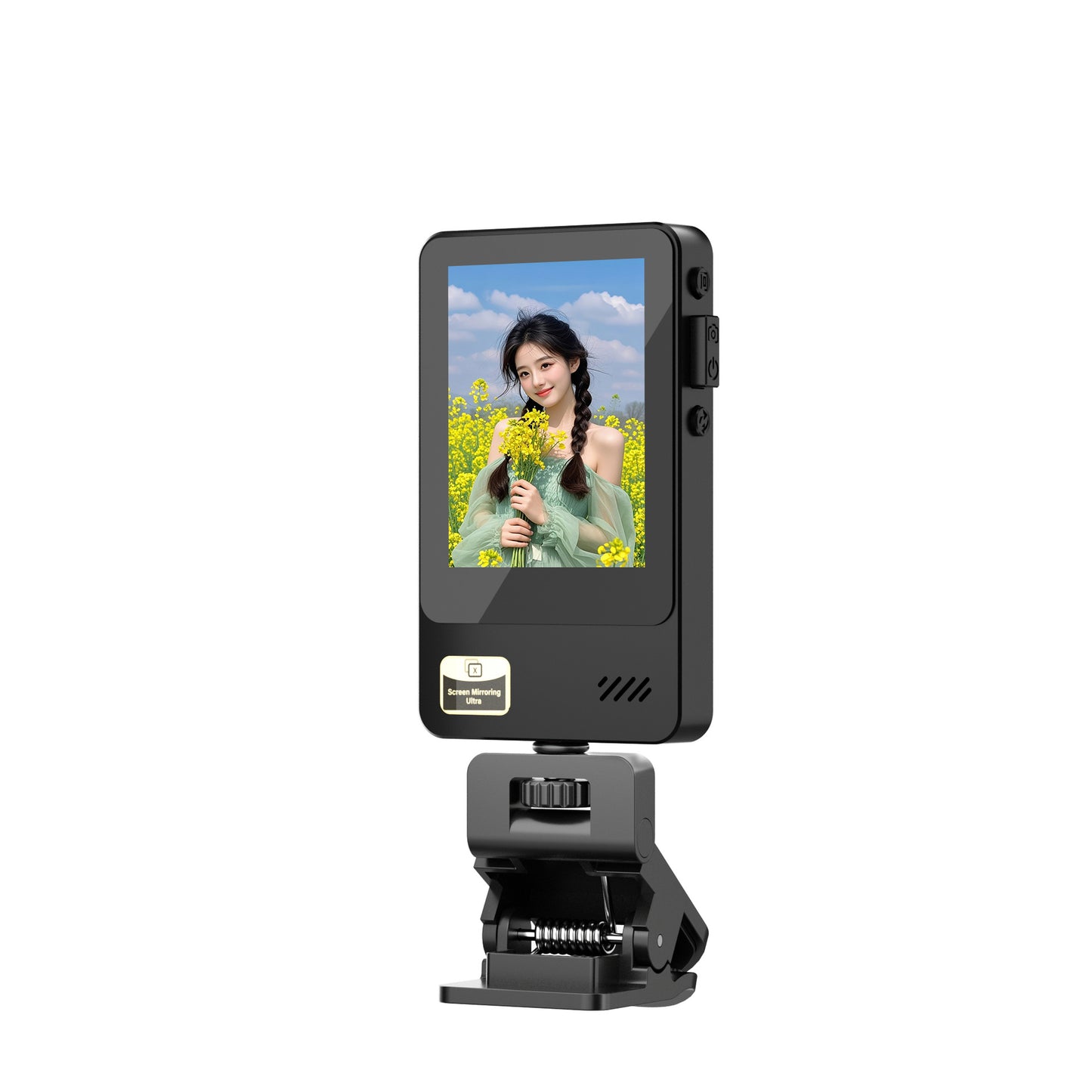 Magnetic Wireless Phone Selfie, Screen Mirror with Zoom and Audio, Magnetic Attachment, 4-inch HD Display, Multi-Platform Compatibility: Works with both iOS and Android devices via Type-C interface, Audio Support: Includes built-in audio functionality