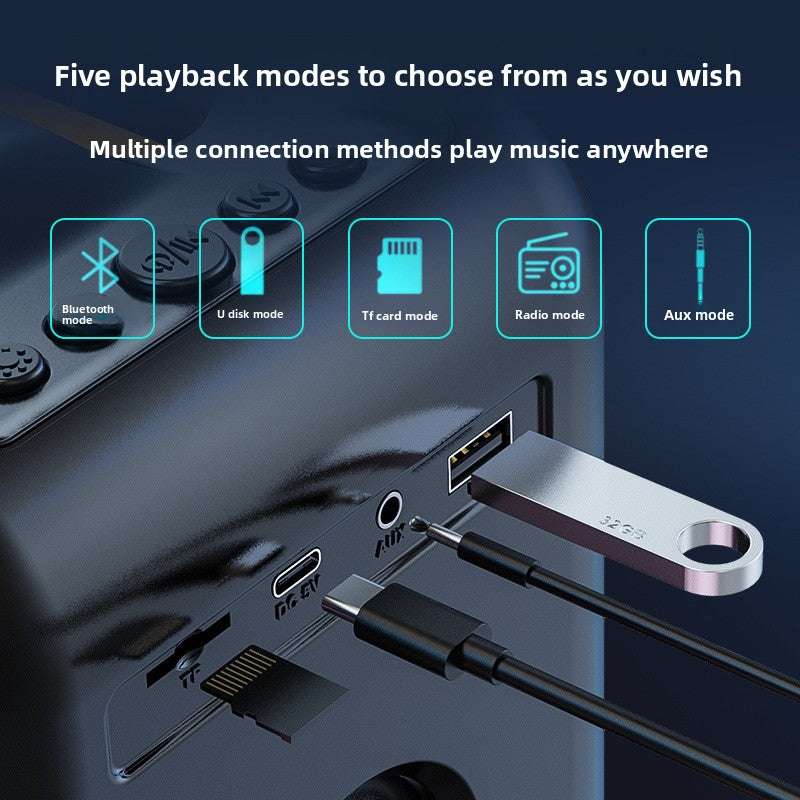 Portable Bluetooth Speaker, High-Quality Sound, Rechargeable Battery, Multi-Functional, 8W