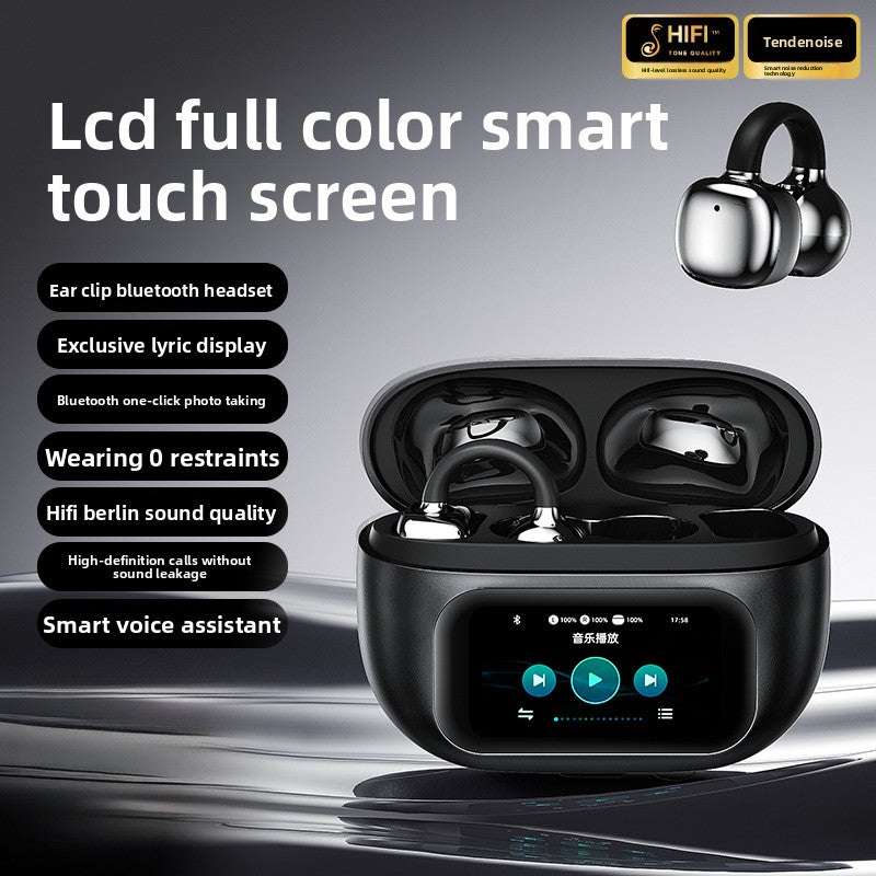 Wireless Bone Conduction Bluetooth Headphones, AI Translation, Noise Reduction, Long Battery Life: Over 8 hours of continuous use, Digital Display Screen, Lightweight