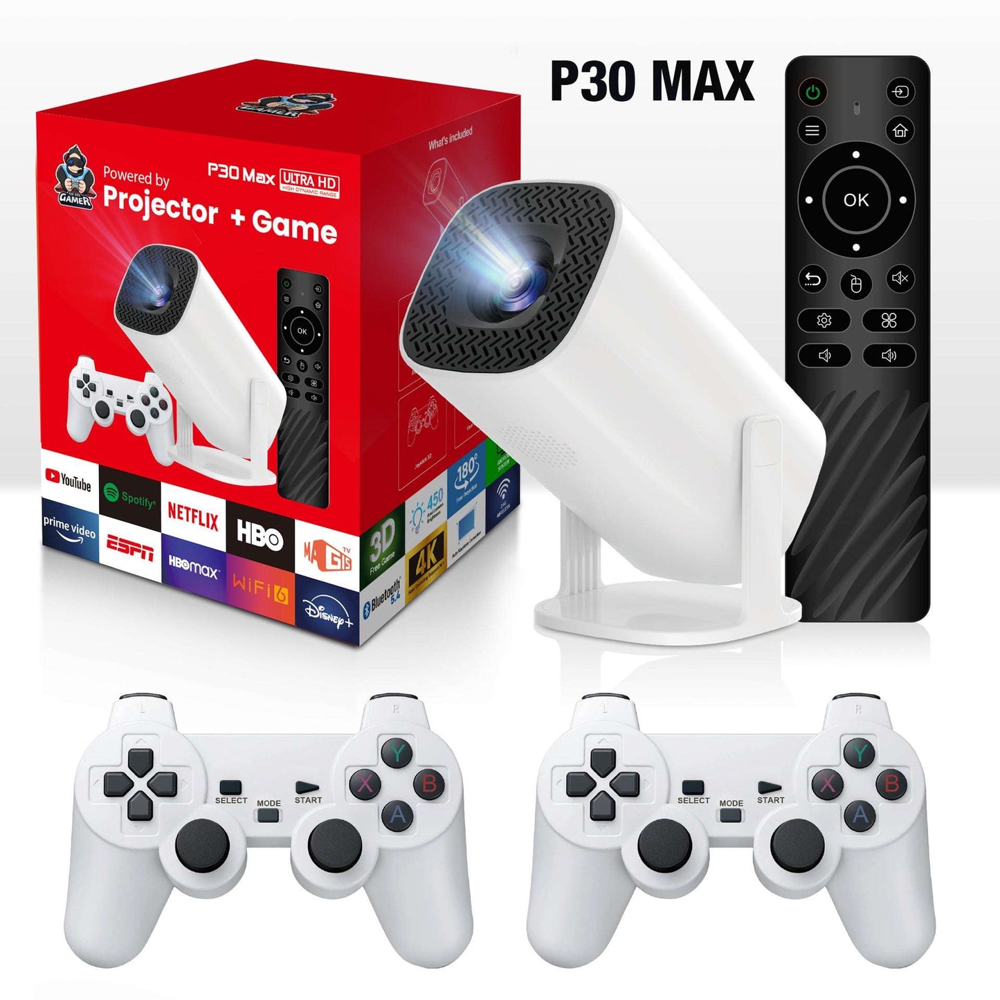 Home Theater Projector Plus Gaming, High-resolution, Supports up to 150-inch screen
