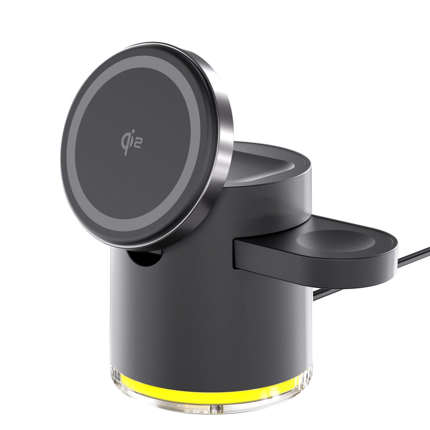3-in-1 Wireless Charger, Magsafe Technology, 15W Fast Charging, Built-in Atmosphere Light, Universal Compatibility: Supports Samsung/Apple watches and QC protocol devices (phone)