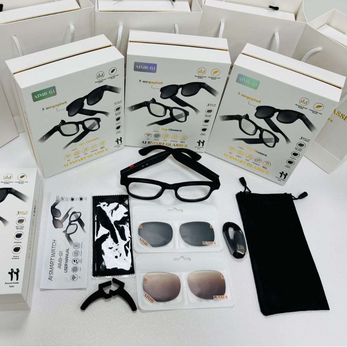 Multifunctional Smart Glasses, 8MP Camera, Local Storage - Built-in 32GB, Recording Function, AI Translation, Touch & Button Controls, Wireless Connectivity, Battery Capacity 220mAh