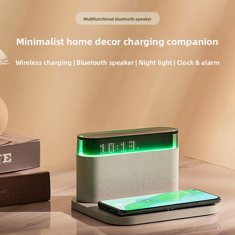 4-in-1 Wireless Charger with Clock Alarm and Ambient Night Light, Compact Design, Universal Compatibility: Works with most wireless-charging-enabled devices