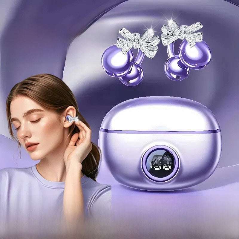 Lightweight and comfortable Wireless Bluetooth Ear Clip Headset with Detachable Earrings, Bilateral stereo, Long battery life, Lightweight and comfortable, Waterproof