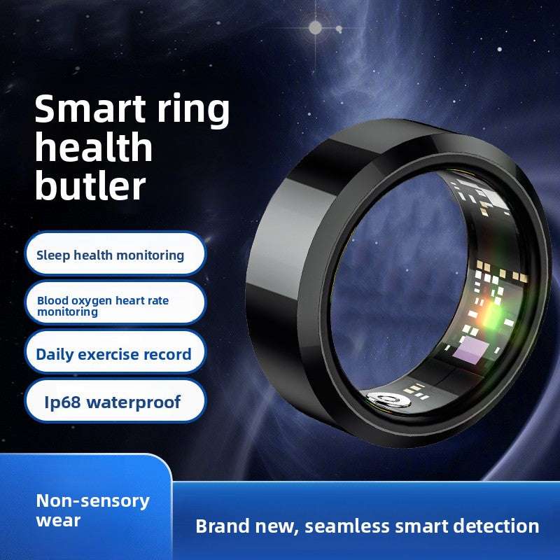 Smart Sports Ring, Heart Rate Monitoring Blood Oxygen Detection Sleep Analysis Stress Tracking Step Counter, Waterproof Design