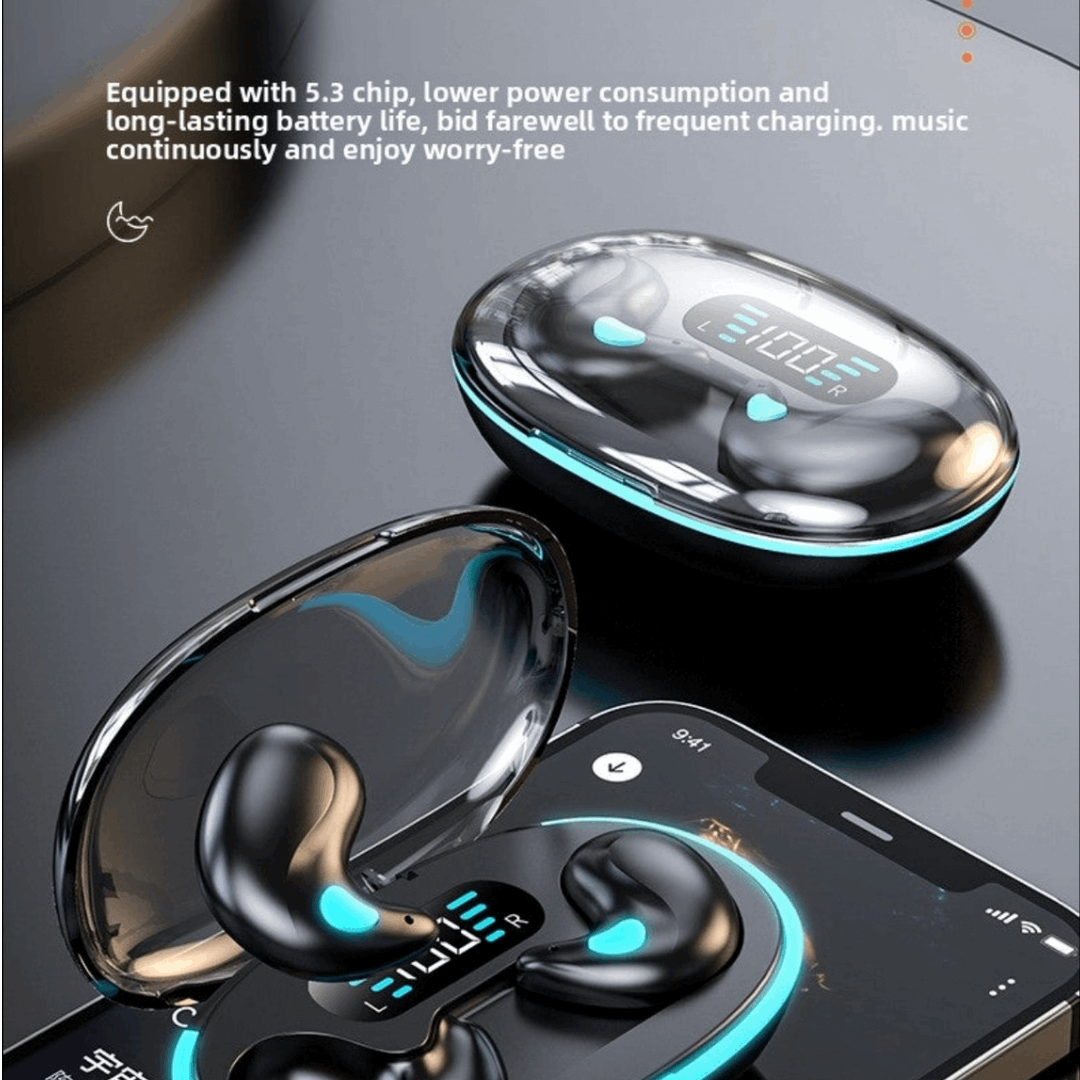 Wireless Bluetooth Headset in-ear invisible mini design with TWS, Voice Control & Call Function, Low Latency, Bilateral Stereo Sound, Long Battery Life, Sleep Mode - Energy-saving feature