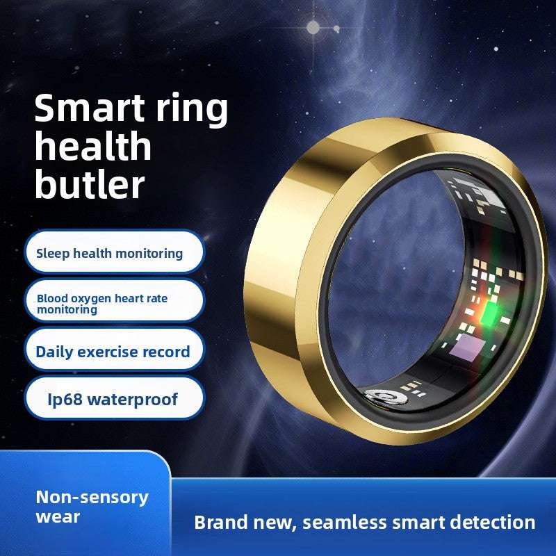 Smart Sports Ring, Heart Rate Monitoring Blood Oxygen Detection Sleep Analysis Stress Tracking Step Counter, Waterproof Design