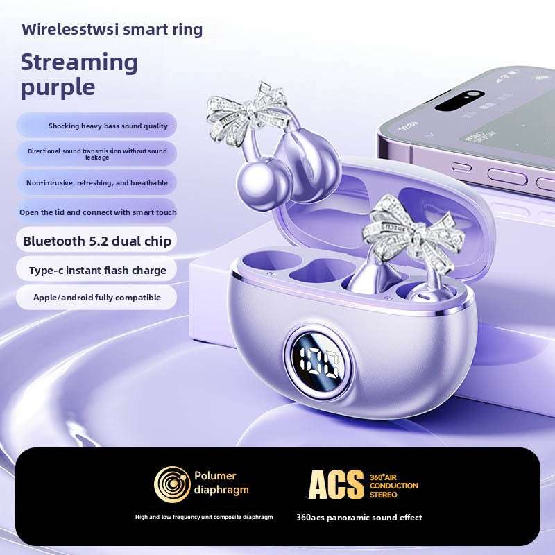 Lightweight and comfortable Wireless Bluetooth Ear Clip Headset with Detachable Earrings, Bilateral stereo, Long battery life, Lightweight and comfortable, Waterproof