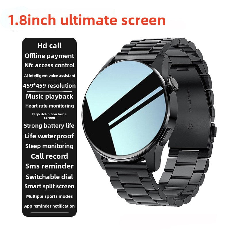 GT3Pro Smart Watch, 1.8", TFT Screen, Bluetooth Calling, Multi-Function: Includes heart rate monitoring blood pressure measurement sleep tracking and step counting, NFC Payment,