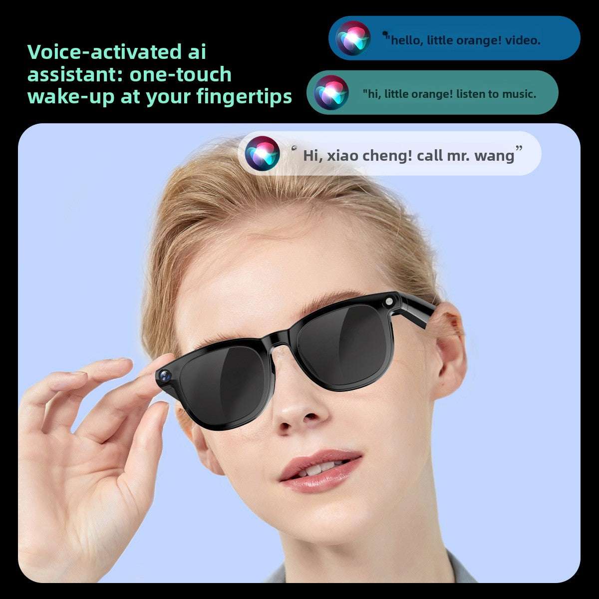 AI Smart Glasses, High-Quality, 800W Camera, Multi-Platform Compatibility, Bluetooth Calling, Touch & Button Controls, Lightweight Design - Weighs 43g, Battery Capacity 260mAh
