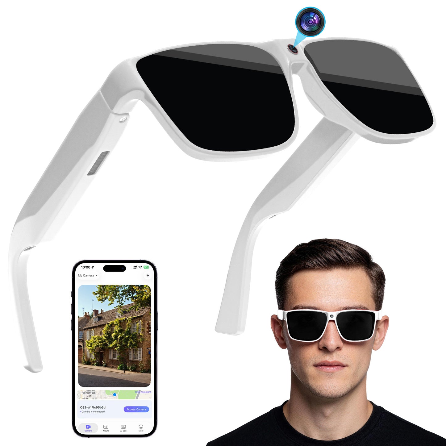 AI Smart Glasses with Camera Bluetooth HD Recording