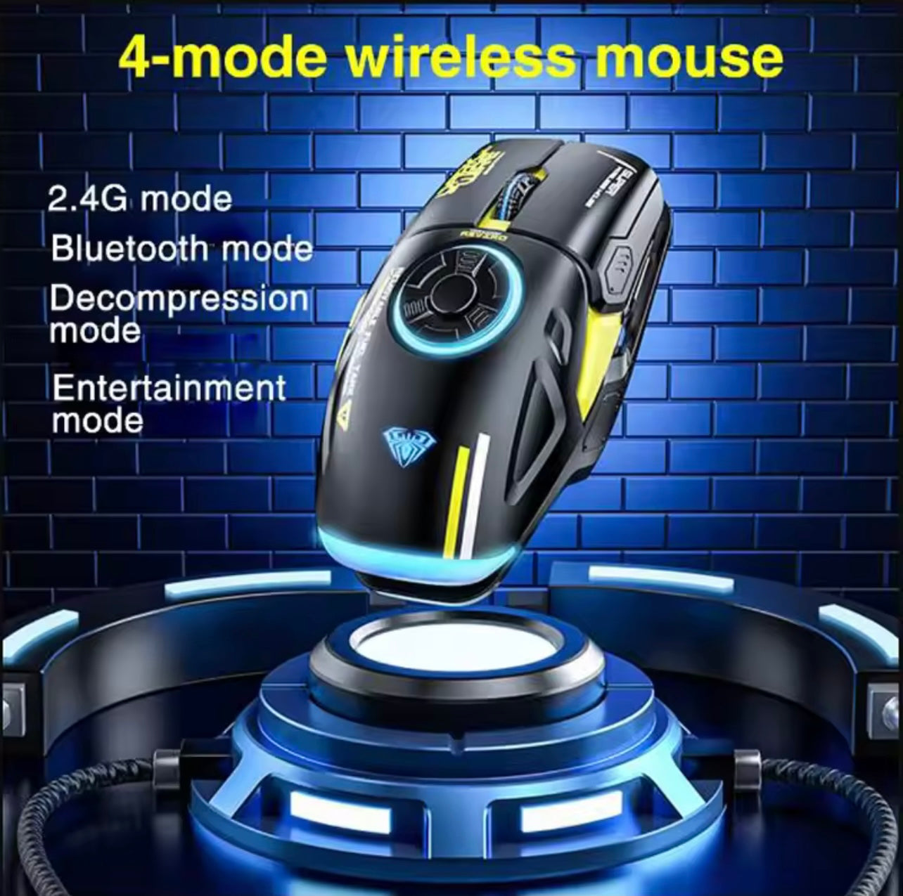 AULA H530 Wireless RGB Fidget Spinner Gaming Mouse 4-Mode Gyro Silent Rechargeable Esports