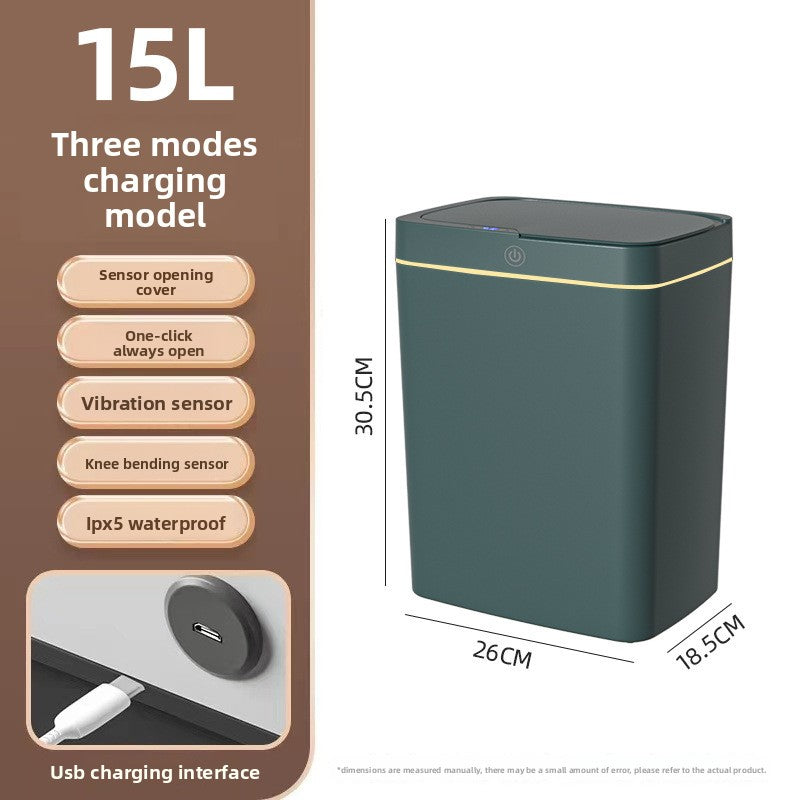 Smart Trash Can, Touch-free Operation, Automatic Packaging, Battery/Charging Options, Multi-zone Classification - Designed with compartments for efficient waste sorting, Versatile Placement - Slim design