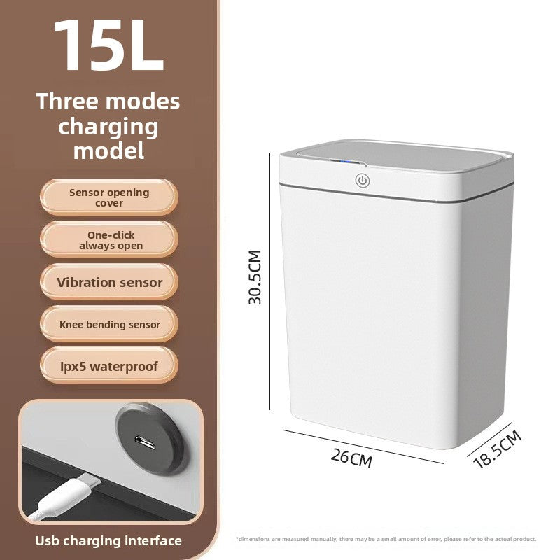 Smart Trash Can, Touch-free Operation, Automatic Packaging, Battery/Charging Options, Multi-zone Classification - Designed with compartments for efficient waste sorting, Versatile Placement - Slim design