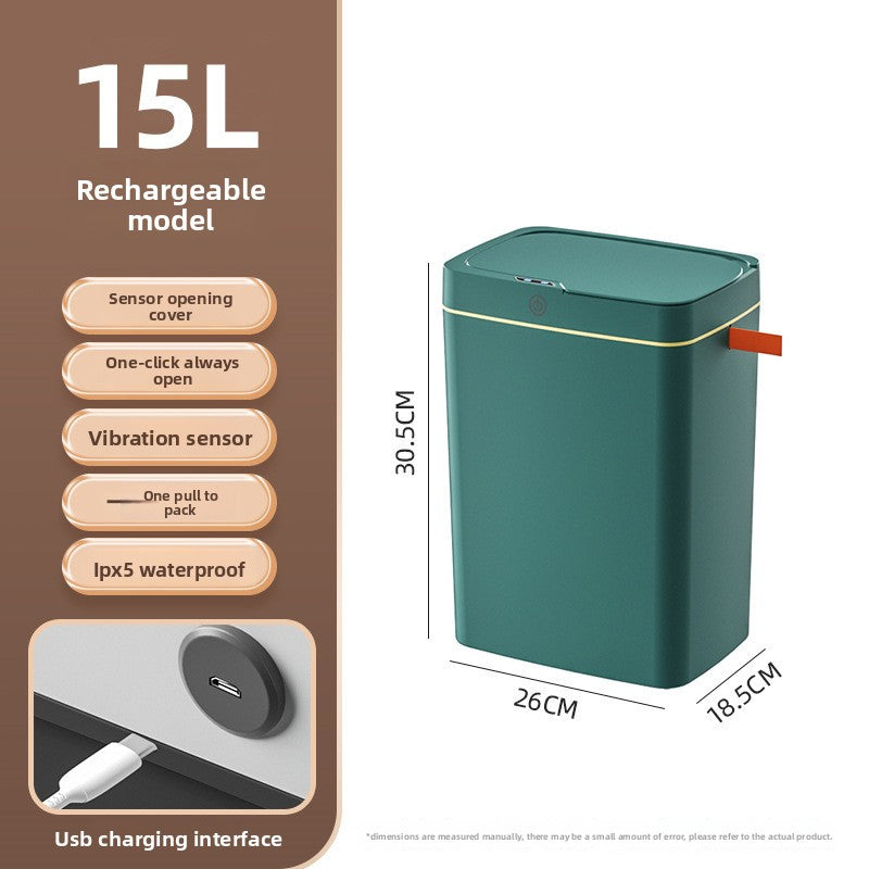 Smart Trash Can, Touch-free Operation, Automatic Packaging, Battery/Charging Options, Multi-zone Classification - Designed with compartments for efficient waste sorting, Versatile Placement - Slim design