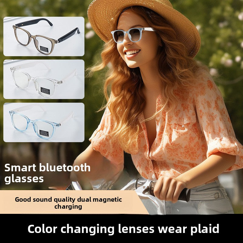 Smart Bluetooth Glasses with Color-Changing Lenses and Wireless Headphones