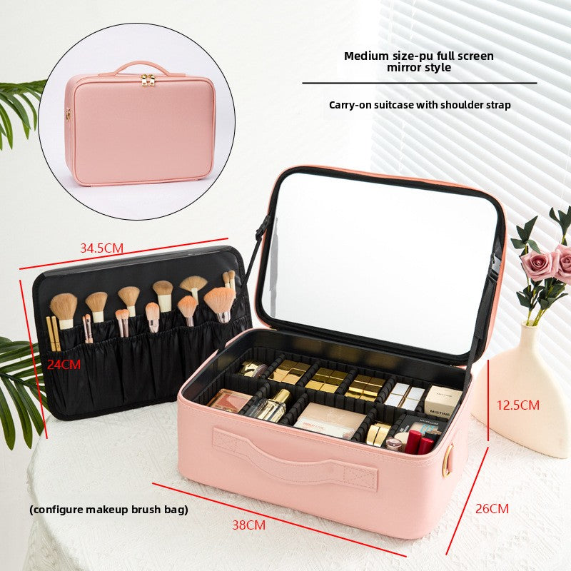 Portable Built-in LED mirror Makeup Box Rechargeable battery