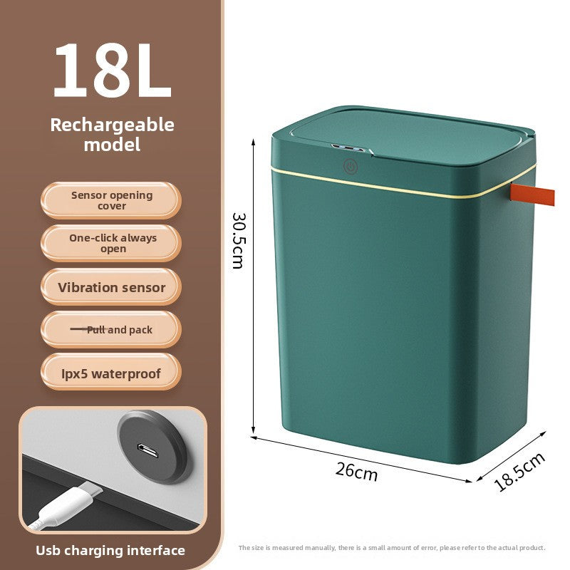 Smart Trash Can, Touch-free Operation, Automatic Packaging, Battery/Charging Options, Multi-zone Classification - Designed with compartments for efficient waste sorting, Versatile Placement - Slim design