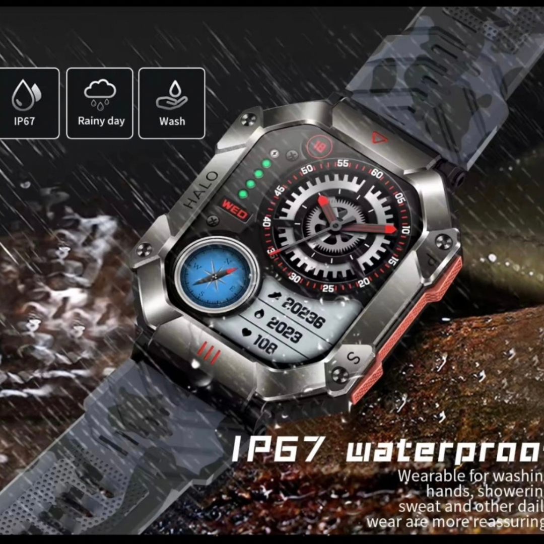 High Quality Durable Smartwatch, 2” High Definition IPS Screen, Bluetooth Call & Smart Notifications, Large Battery, Sports & Health Tracking, Compass & Waterproof Sports Design – Outdoor Electronic Watch