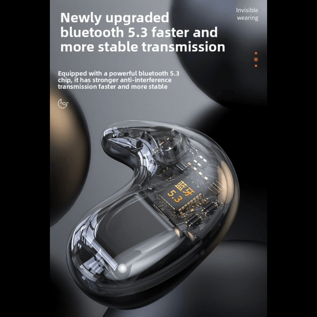 Wireless Bluetooth Headset in-ear invisible mini design with TWS, Voice Control & Call Function, Low Latency, Bilateral Stereo Sound, Long Battery Life, Sleep Mode - Energy-saving feature