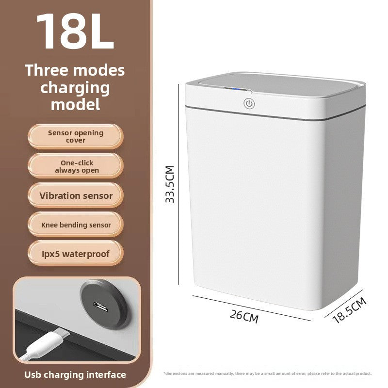 Smart Trash Can, Touch-free Operation, Automatic Packaging, Battery/Charging Options, Multi-zone Classification - Designed with compartments for efficient waste sorting, Versatile Placement - Slim design