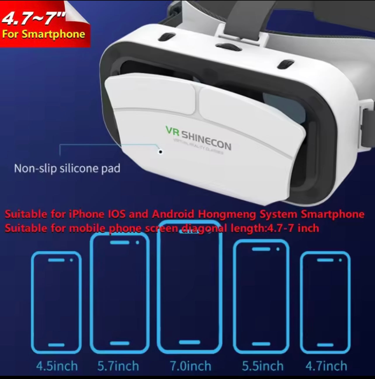 Shinecon G12 IMAX 3D VR Glasses HD Virtual Reality Headset for 4.7-7โ Phone