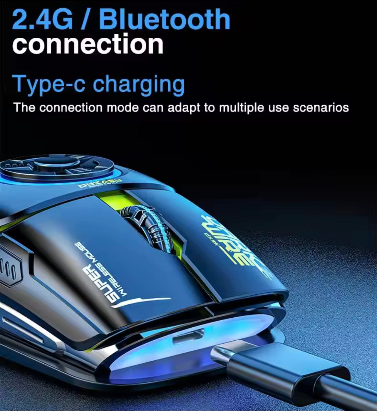 AULA H530 Wireless RGB Fidget Spinner Gaming Mouse 4-Mode Gyro Silent Rechargeable Esports