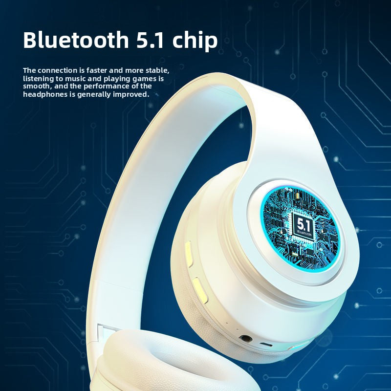 Luminous Wireless Bluetooth Headset with Foldable Design