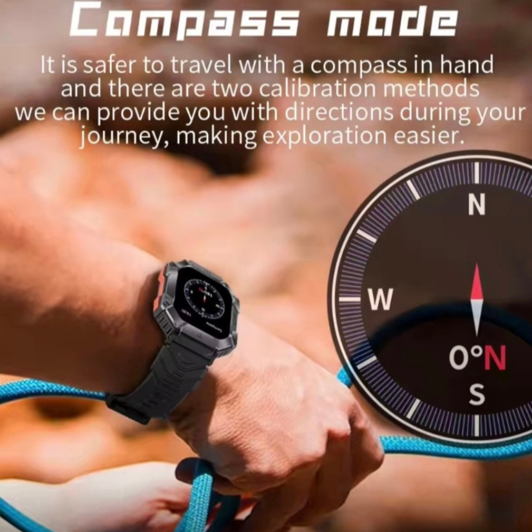High Quality Durable Smartwatch, 2” High Definition IPS Screen, Bluetooth Call & Smart Notifications, Large Battery, Sports & Health Tracking, Compass & Waterproof Sports Design – Outdoor Electronic Watch