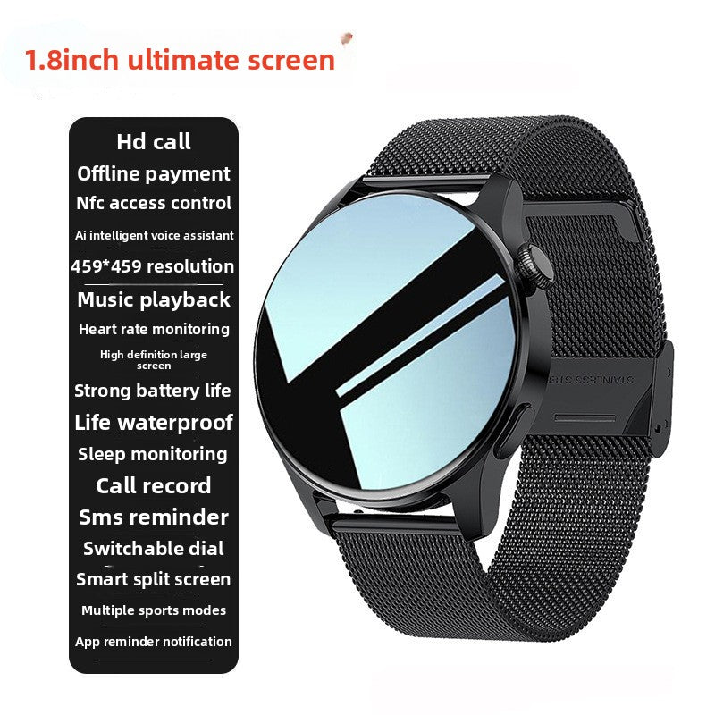 GT3Pro Smart Watch, 1.8", TFT Screen, Bluetooth Calling, Multi-Function: Includes heart rate monitoring blood pressure measurement sleep tracking and step counting, NFC Payment,