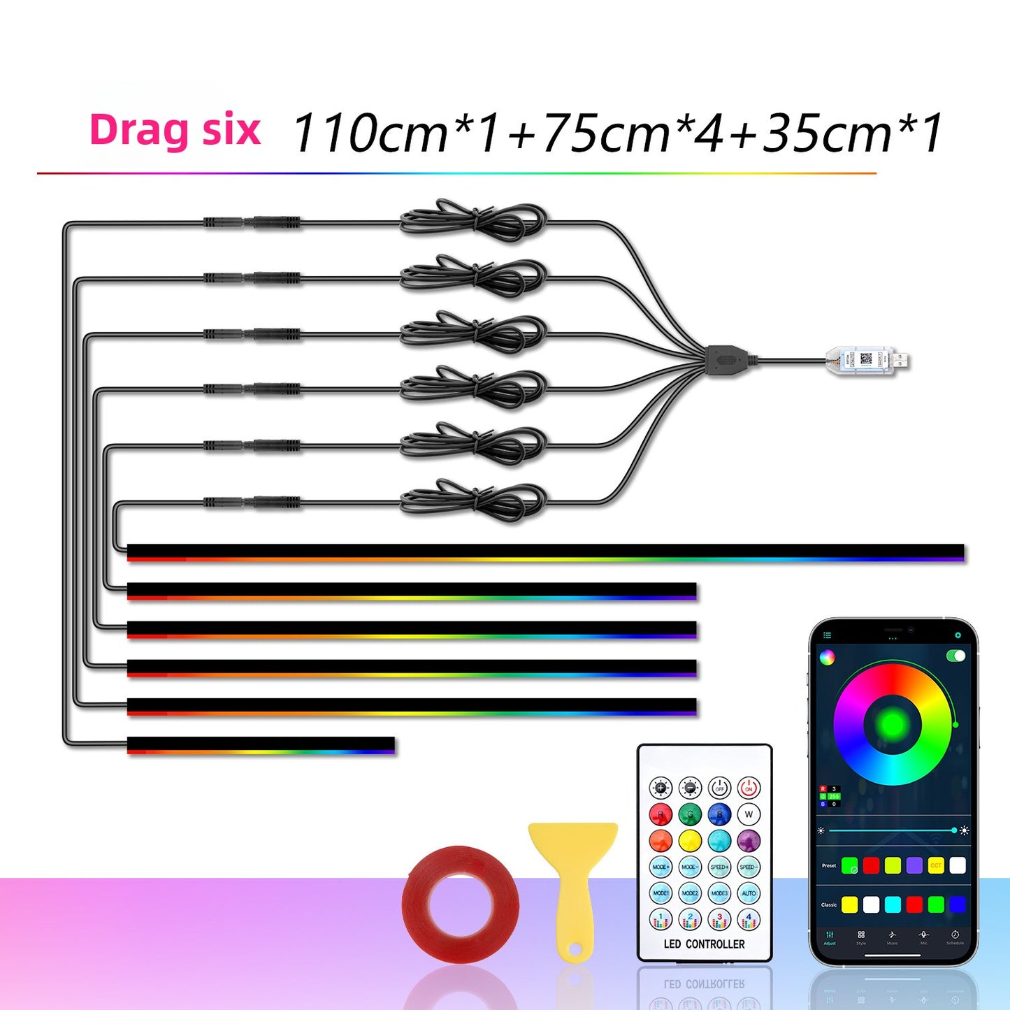 Car Door Frame Colorful LED Ambient Light Strip