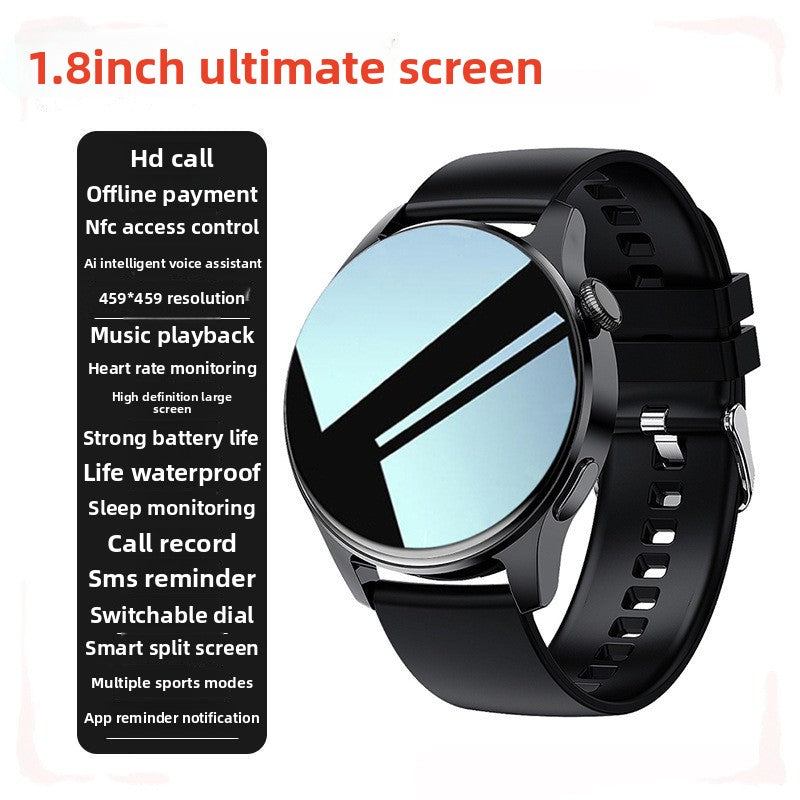 GT3Pro Smart Watch, 1.8", TFT Screen, Bluetooth Calling, Multi-Function: Includes heart rate monitoring blood pressure measurement sleep tracking and step counting, NFC Payment,