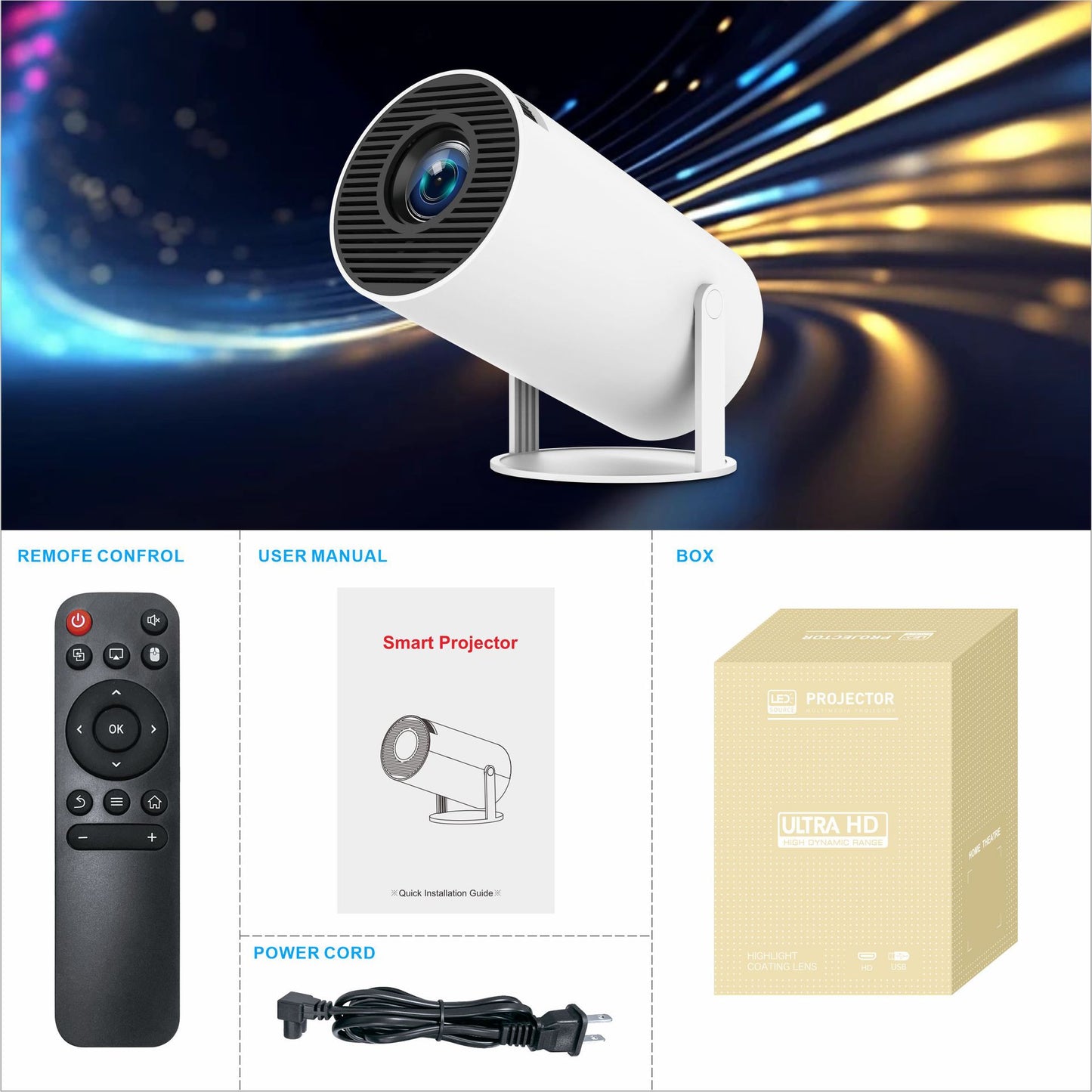 HY300PRO Projector 4K 720P Dual Band WiFi BT
