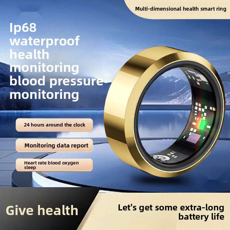 Smart Sports Ring, Heart Rate Monitoring Blood Oxygen Detection Sleep Analysis Stress Tracking Step Counter, Waterproof Design