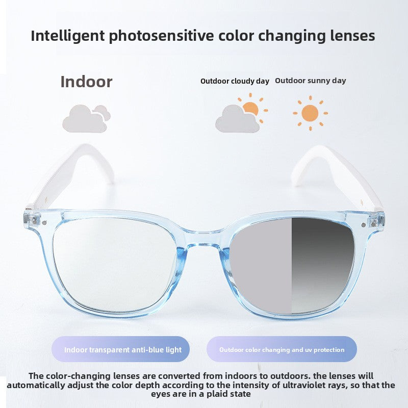 Smart Bluetooth Glasses with Color-Changing Lenses and Wireless Headphones