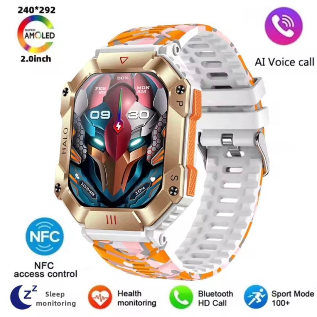 High Quality Durable Smartwatch, 2” High Definition IPS Screen, Bluetooth Call & Smart Notifications, Large Battery, Sports & Health Tracking, Compass & Waterproof Sports Design – Outdoor Electronic Watch