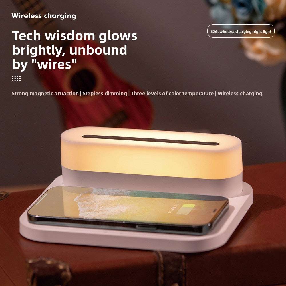 4-in-1 Wireless Charger with Clock Alarm and Ambient Night Light, Compact Design, Universal Compatibility: Works with most wireless-charging-enabled devices