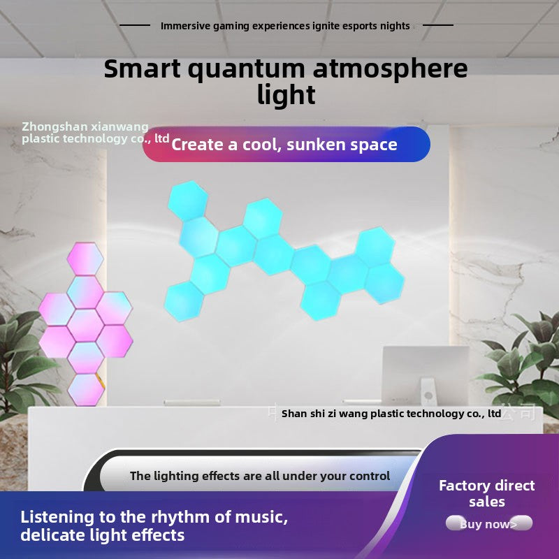 LED Ambient Light, Bluetooth & WiFi Control, Modular Hexagonal Design, Energy-Efficient LED, Dimming: Adjustable brightness