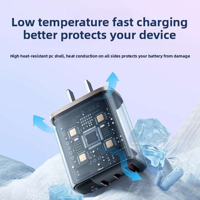 30W Triple Port Fast Charger with Digital Display, Universal Compatibility, PD Protocol: Supports Power Delivery for efficient fast charging
