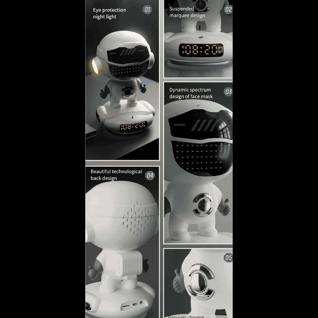 Smart AI Robot, Intelligent Conversation Wireless Speaker, AI Empowered Voice Interaction, Powerful AI Voice Model, Smart Life Assistant, Night Atmosphere Light, Long-Lasting Battery Life, Multi-Function Entertainment Hub, Premium Design & Durability