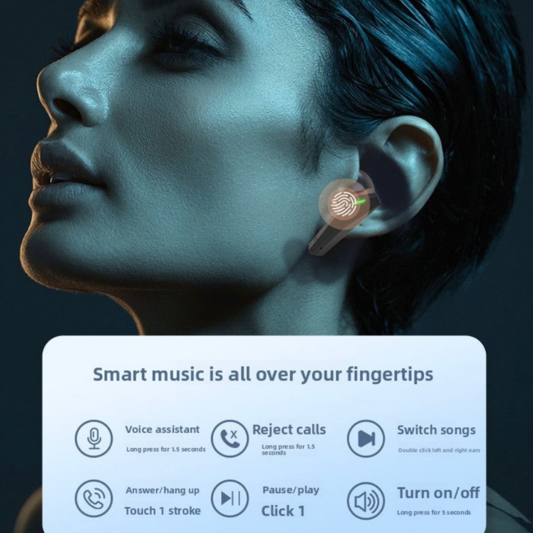 Wireless Bluetooth Headset, Low Latency, Enhanced Connectivity, Super Long Battery Life, Digital Display, Voice Control, Bilateral Stereo, Breathing Light - Stylish LED lighting effect