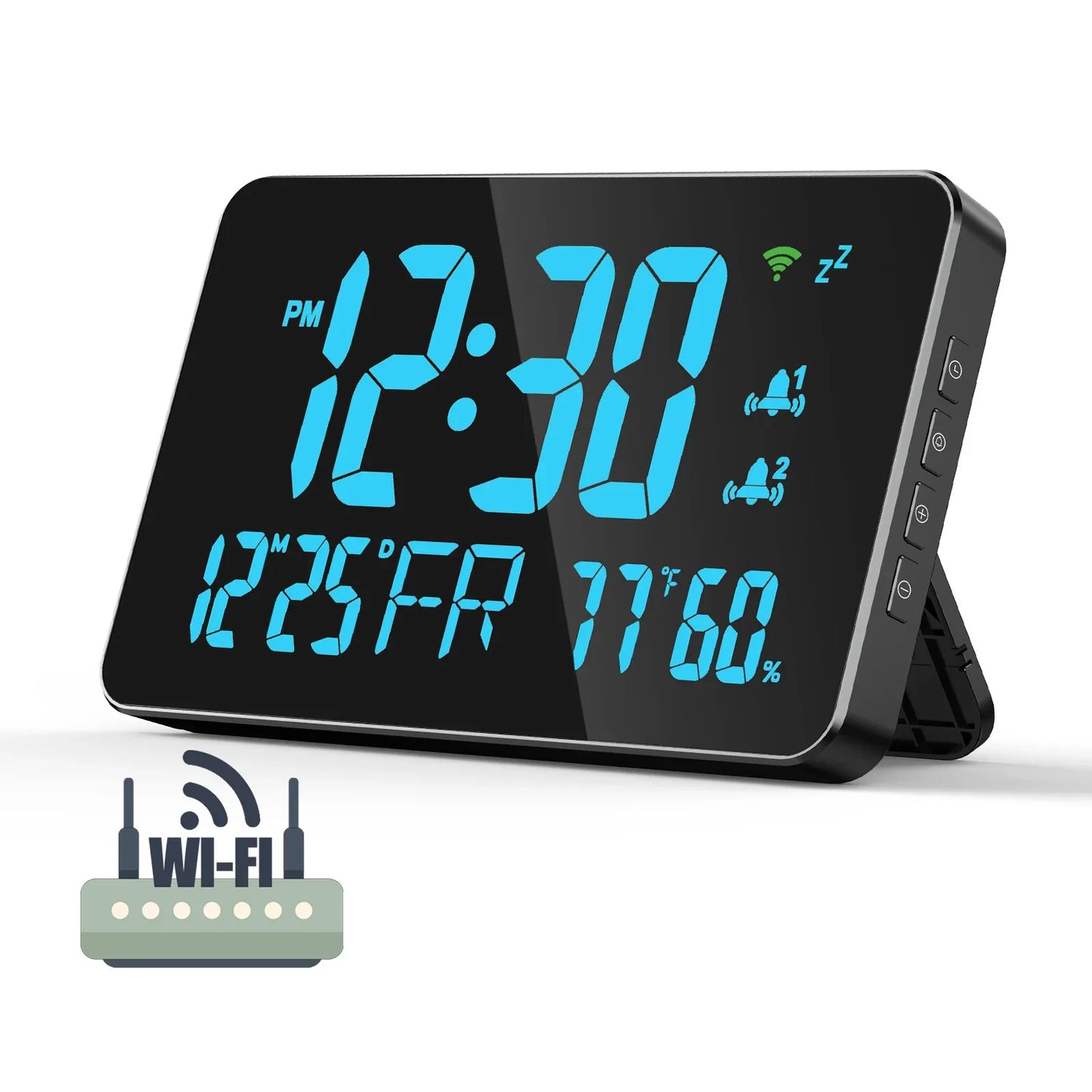 WIFI Digital Clock with Temperature Display and Humidity Monitor - ZeeTec Store