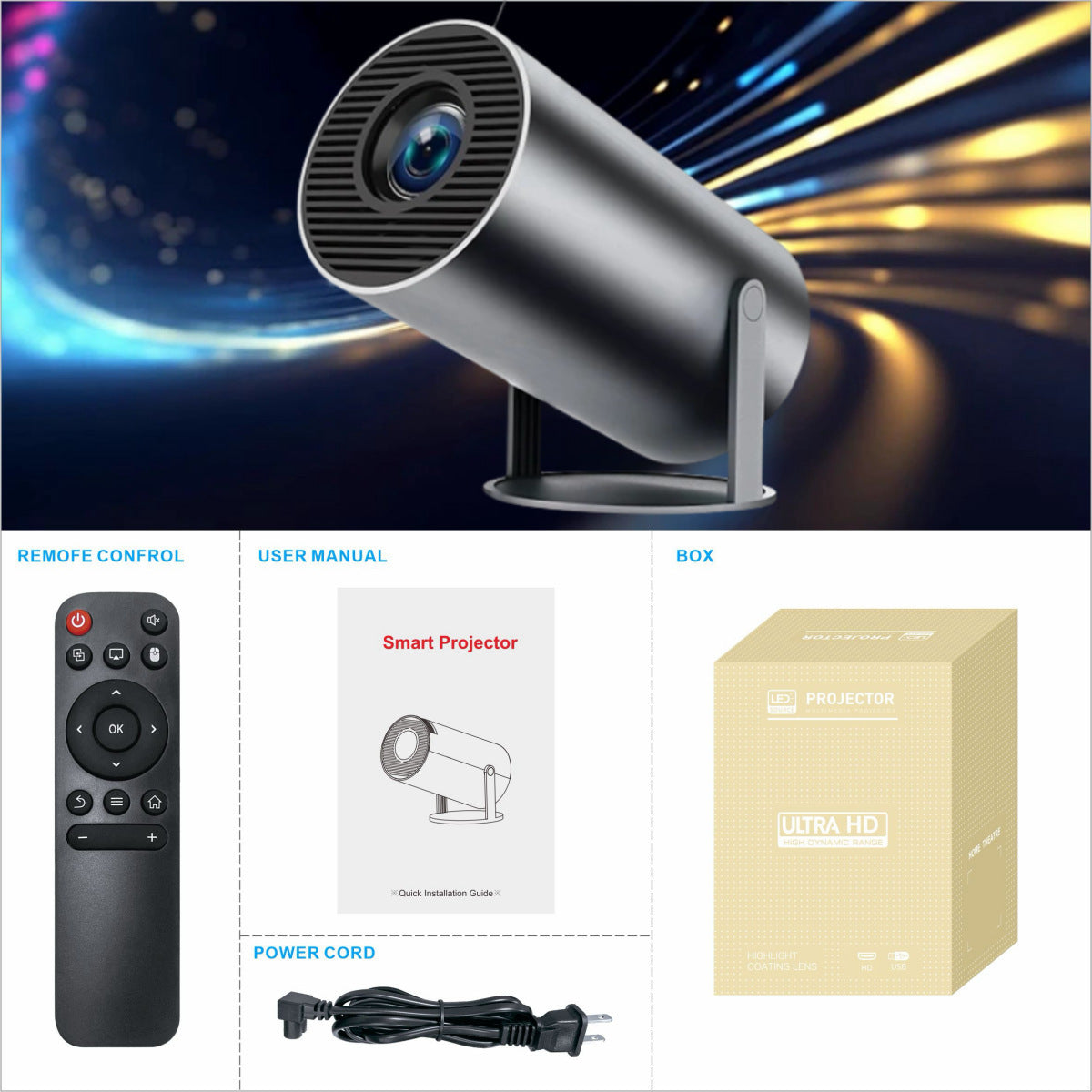 HY300PRO Projector 4K 720P Dual Band WiFi BT
