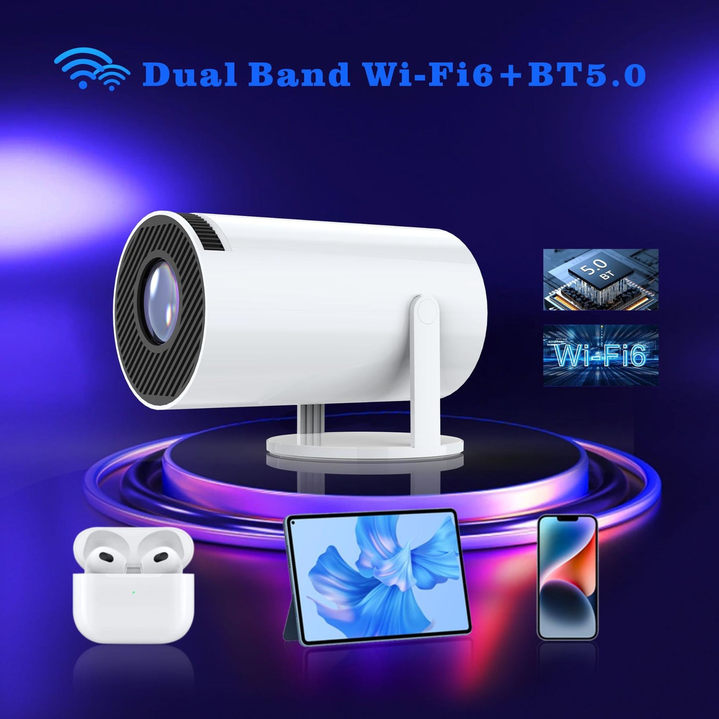 HY300PRO Projector 4K 720P Dual Band WiFi BT